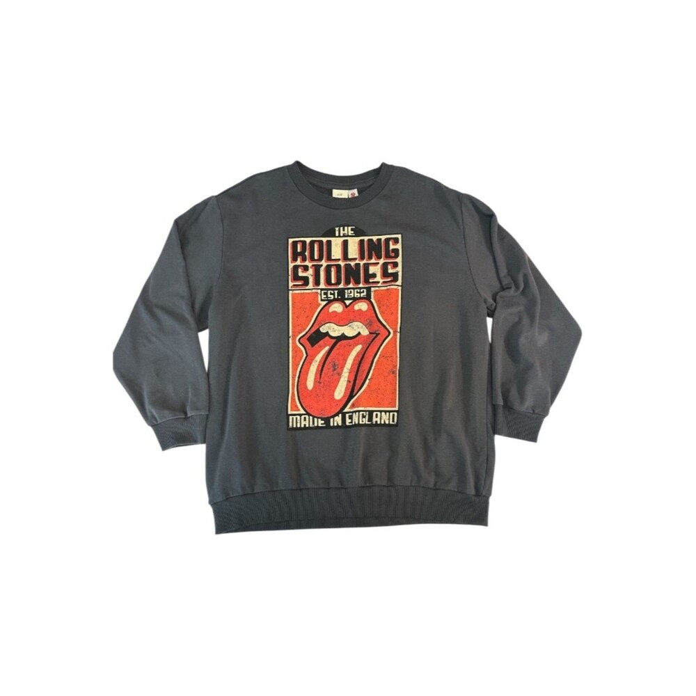 H&M Rolling Stones Sweatshirt Tongue Logo Band Graphic Oversized - Picture 3 of 5